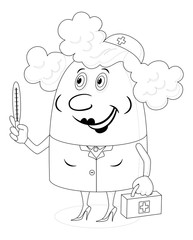 Doctor woman with case, contour