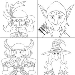 Fantasy heroes, set avatar, contour