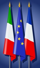 Drapeaux : Europe, France et Italie