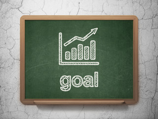 Marketing concept: Growth Graph and Goal on chalkboard