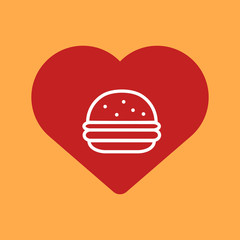 Heart with a burger.