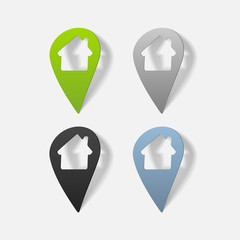 realistic design element: map, pointer, navigator