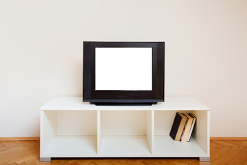 tv with empty screen in interior