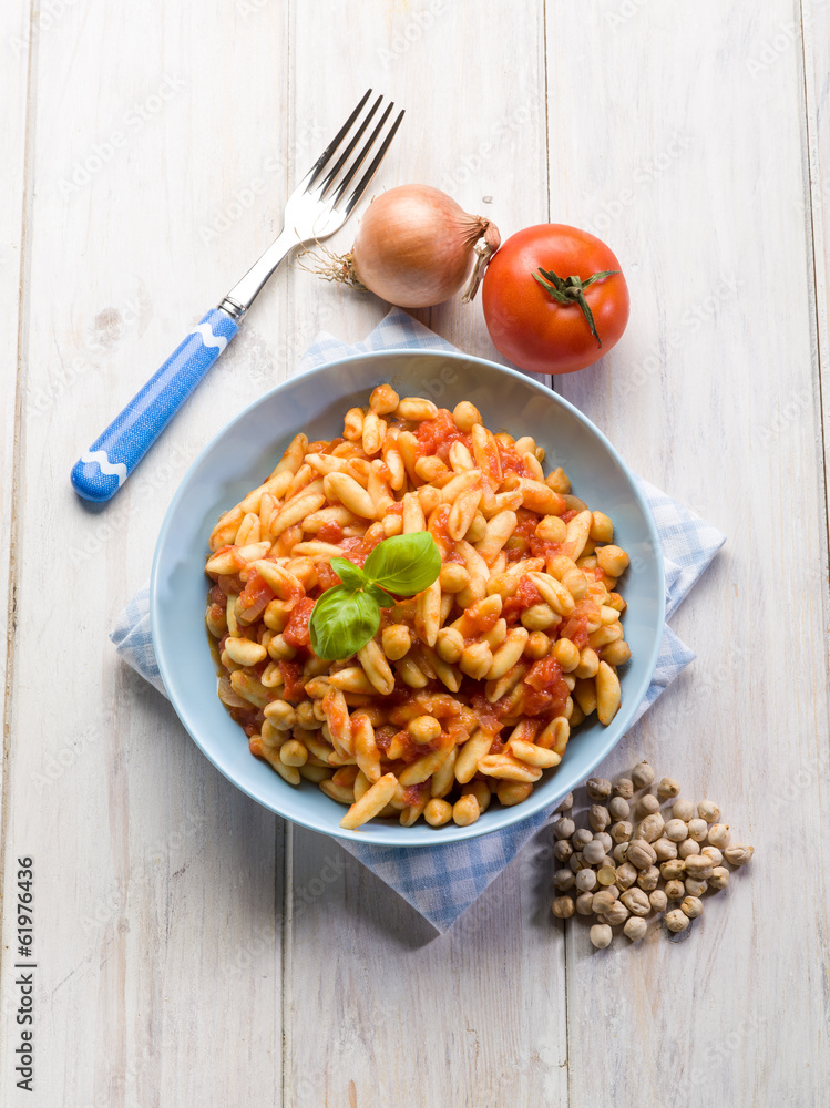 Canvas Prints pasta cavatelli with chickpeas and tomatoes