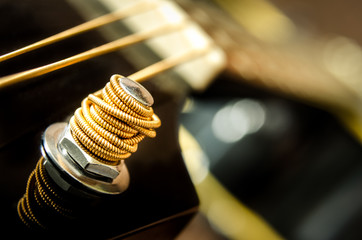 Close up detail of guitar string