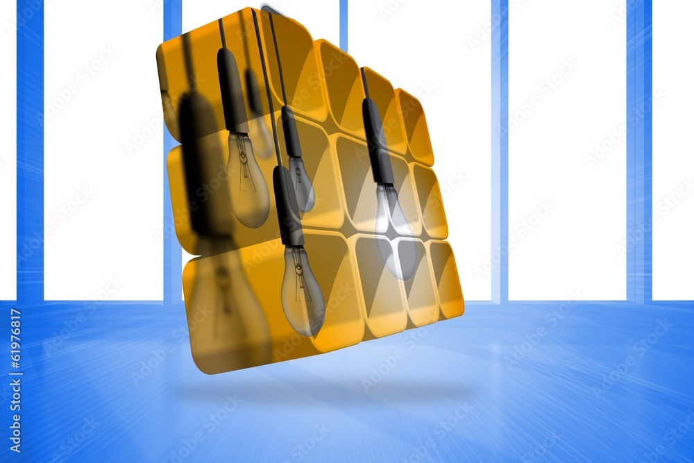 Poster composite image of light bulbs on abstract screen