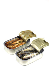 Two opened sardines cans