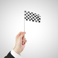 Checkered flag in hand