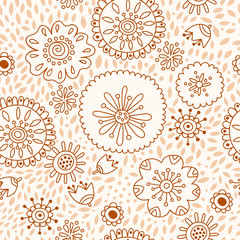 floral pattern, seamless background with flowers and petals