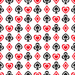 Seamless pattern with card suits, endless background