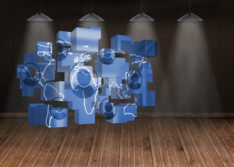 Composite image of earth interface on abstract screen