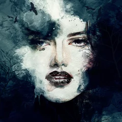 Photo sur Plexiglas Visage aquarelle portrait de femme abstrait