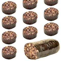 pork blood sausage portions isolated