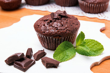 Chocolate muffin close-up