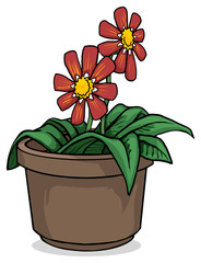 Cute little hand drawn flower in a pot