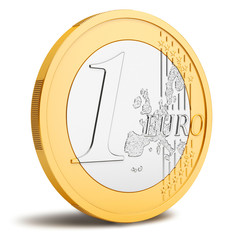 One Euro coin isolated on white background