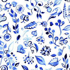 Fototapeta na wymiar Seamless watercolor floral pattern