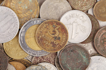 Close up of old coins.