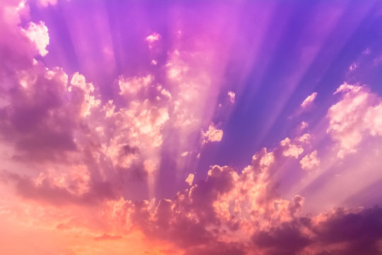 Fototapeta sunset light beam cloud