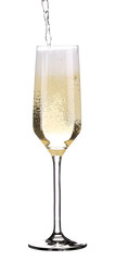 Filling glass of champagne.