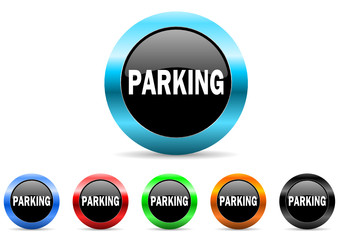 parking icon vector set