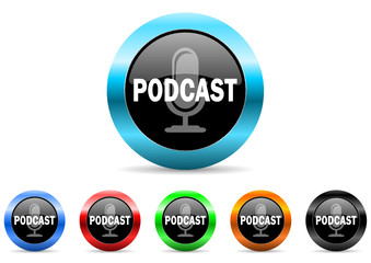 podcast icon vector set