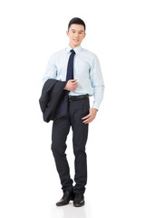 Young Asian businessman hold coat