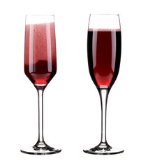 Two glasses of red champagne.
