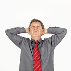 portrait of handsome business man with red tie