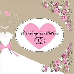 Wedding invitation card with floral elements