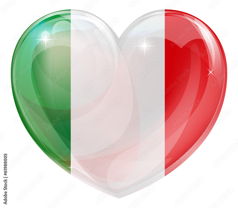 Wall mural Italian flag love heart