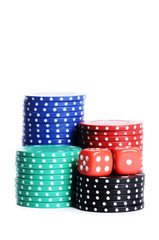 Casino chips isolated on white