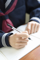 female high scool student studying