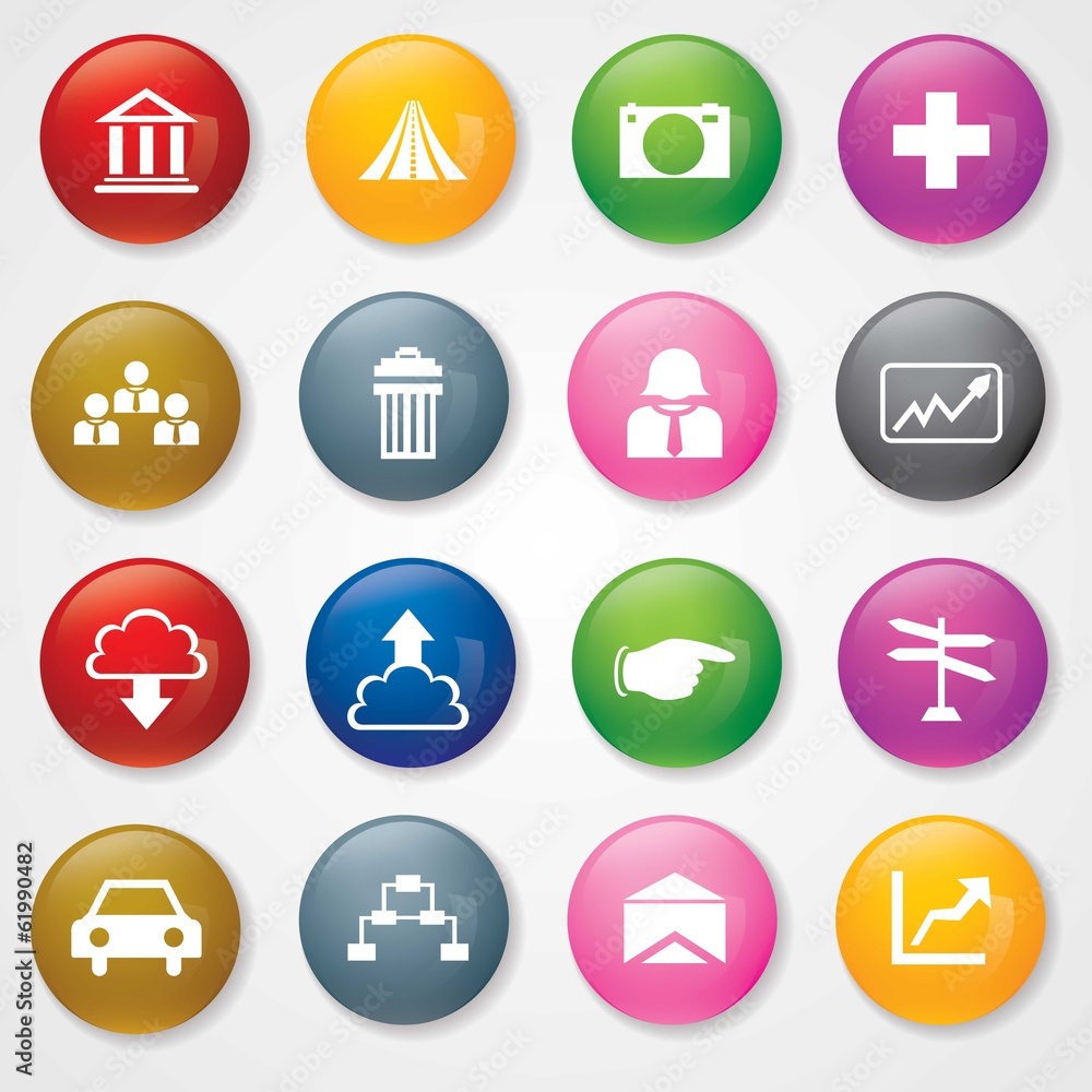 Poster web and mobile icons on 3d buttons. eps-10.