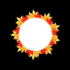 Artwork or frame with red and yellow maple leaves