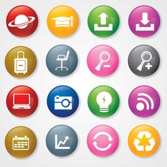 Web and Mobile Icons On 3D Buttons. Eps-10.