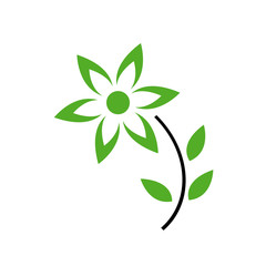 Flower with green leaves and petals- Logo concept