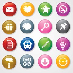 Web and Mobile Icons On 3D Buttons. Eps-10.
