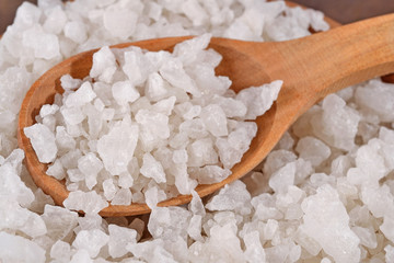 Sea salt in a spoon