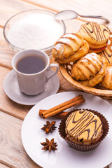 morning breakfast. coffee and fresh pastries