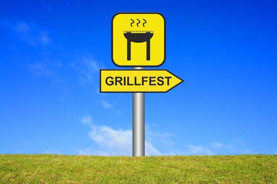 Schild Wegweiser: Grillfest