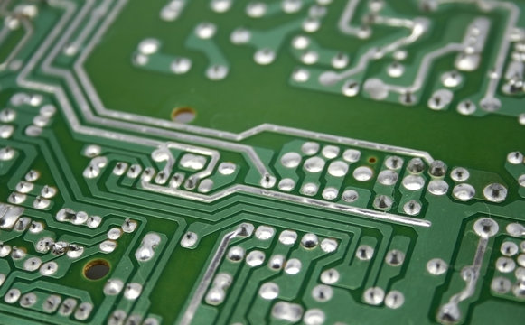 Macro Of A Green Printed Circuit Board