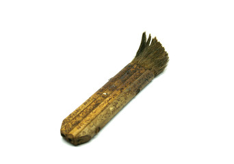 old dirty paint brush isolated on white background