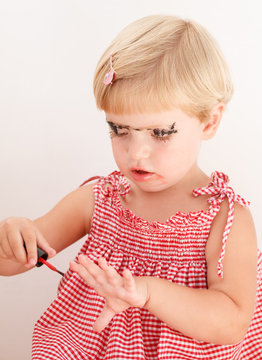 Little Girl Painting Nails