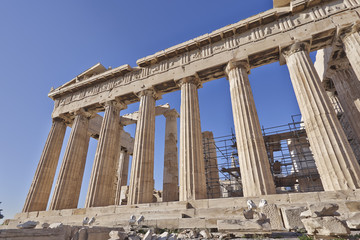 Naklejka premium extreme perspective of Parthenon temple, Athens, Greece