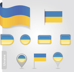 The Ukrainian flag - set of icons and flags