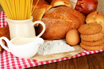 Tasty flour products close up