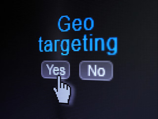 Business concept: Geo Targeting on digital computer screen