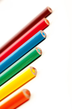 Six ends of color pencils