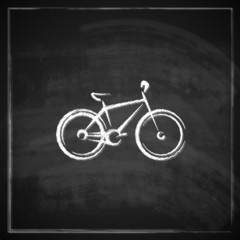 vintage illustration with a bike on blackboard background.